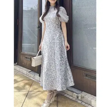 dazzlin 시어 베일 자카드 원피스 그레이 M