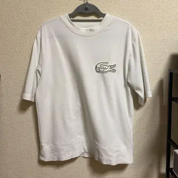 레어 아이템 Lacoste 자수 로고 화이트 티셔츠