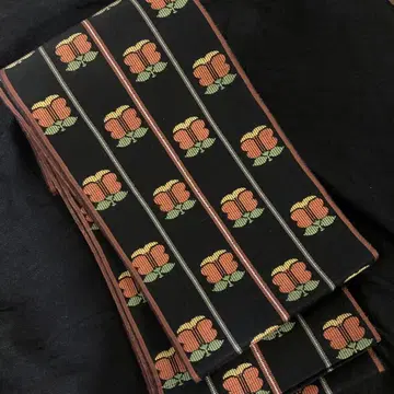 하카타 오리 네이비 나염 리버서블 반폭 오비