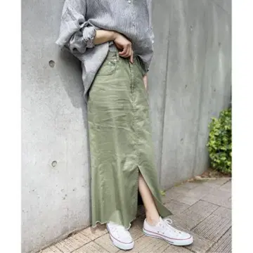 Spick & Span 면 린넨 치노 맥시 스커트 36 사이즈