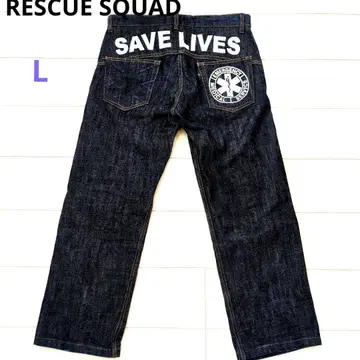 RESCUE SQUAD 데님 청바지 L 사이즈 일본제 다크 네이비