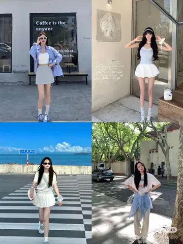 화이트 플레어 스커트 심플