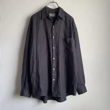 90s STRUCTURE 레귤러 카라 린넨 셔츠 블랙~브라운