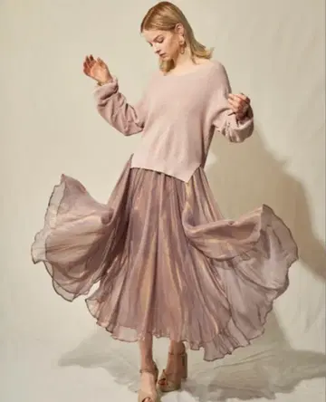 광택 시어 스커트 LILY BROWN