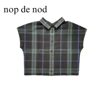 nop de nod 프렌치 슬리브 셔츠 코튼 100% 체크 셔츠