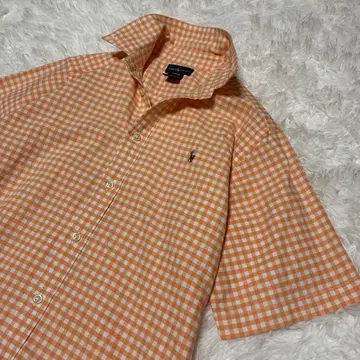 Ralph Lauren 예쁜 오렌지 체크 반팔 셔츠