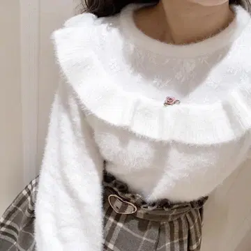 evelyn 에블린 장미 모티브 샤기 니트