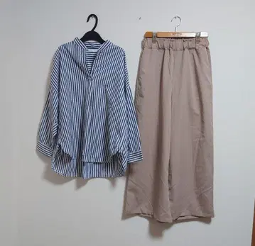 묶음 판매*코디 판매*스트라이프 셔츠*팬츠*L *깔끔한 캐주얼*엄마