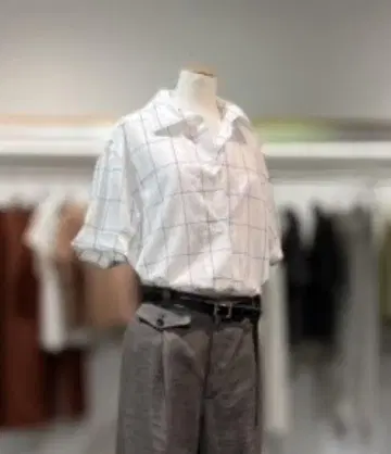 마가렛 호웰 윈도우 펜 체크 코튼 린넨
