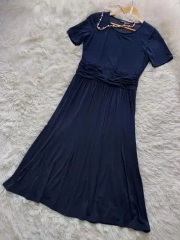LAURA ASHLEY 로라 애슐리 롱 원피스 무지 네이비