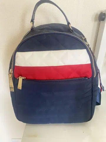 TOMMY 퀼팅 백팩 네이비