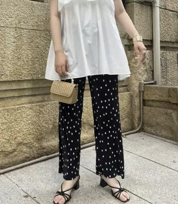 프로즈 베일 도트 플리츠 팬츠