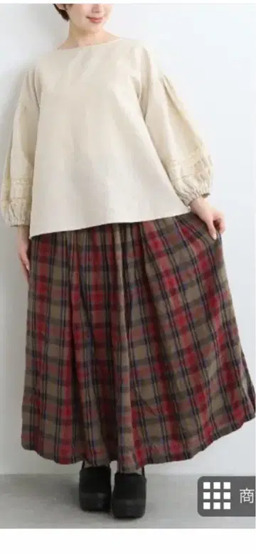 이치 앤티크 체크 무늬 롱 스커트 ichi antiques