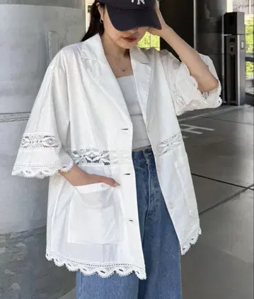 차오패닉 티피 레이스 오버 5부 소매 자켓