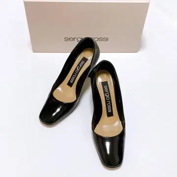 새상품급 세르지오로시 에나멜 펌프스 힐 34 블랙