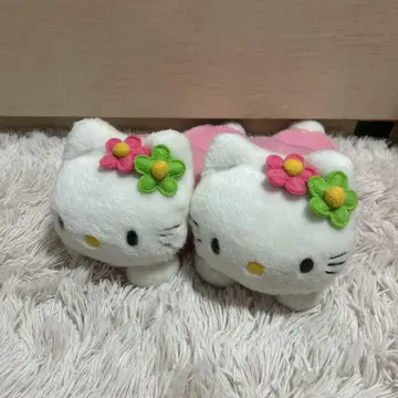 택 포함 레어 당시 물건 2000년 레트로 헬로키티 봉제 인형 슬리퍼