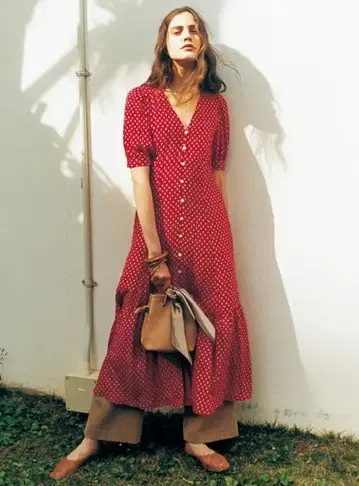 SNIDEL 퍼프 슬리브 프릴 원피스 size0 0836