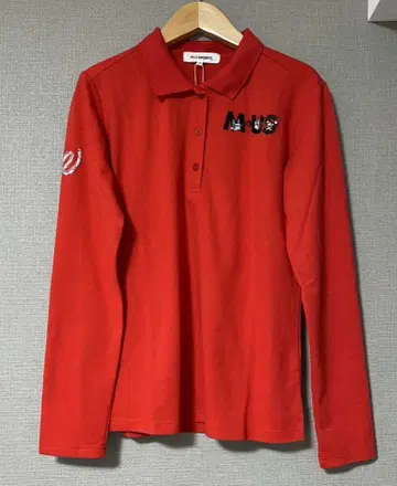 M-U SPORTS 골프 레드 긴팔 피케 셔츠
