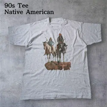 90s USA Art 티셔츠 네이티브 인디언 카우보이