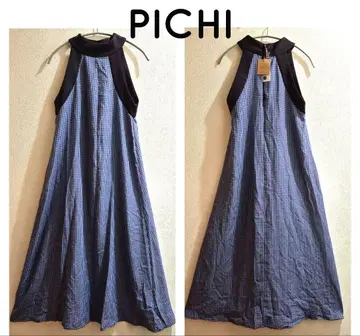 새상품 PICHI 깅엄 체크 홀터넥 원피스 SIZE F