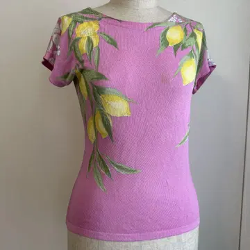 Blumarine 레몬 프린트 반팔 니트