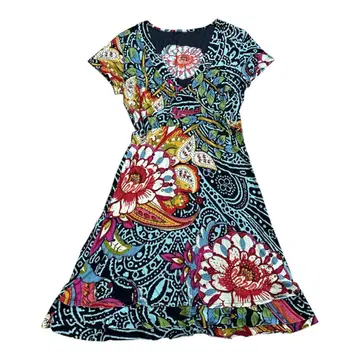desigual 원피스 V넥 스트레치 소재 꽃무늬 롱 기장