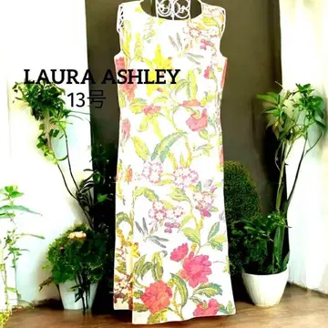 13호 로라 애슐리 LAURA ASHLEY 린넨 혼방 슬리브리스 원피스