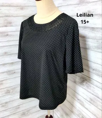 레리안 Leilian 메쉬 도트 무늬 반팔 셔츠 블라우스 15+