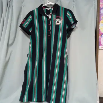 Munsingwear 폴로 원피스 네이비 그린 스트라이프