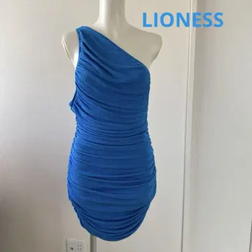LIONESS 파랑 원숄더 미니 드레스