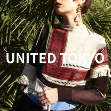 UNITED TOKYO 프린지 패치워크 니트 스웨터