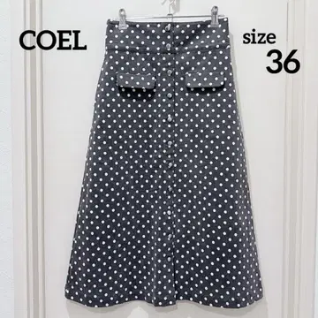 COEL 코엘 도트 무늬 프린트 롱 스커트 그레이 36 S 도트