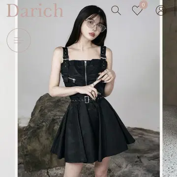 Darich 나일론 점퍼 미니 드레스 블랙