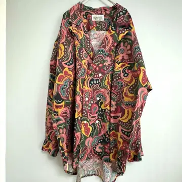 VINTAGE 빈티지 오버 사이즈 셔츠 페이즐리 올 패턴 화려한 무늬