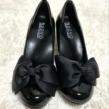 NUOVO 블랙 에나멜 리본 포함 펌프스 22cm 호킨스 미사용급