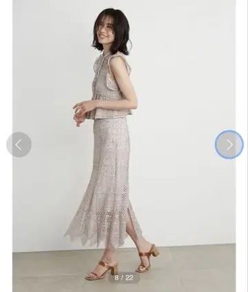 스나이델 헴 플레어 레이스 스커트
