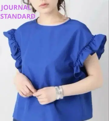 JOURNAL STANDARD 프릴 소매 반팔 블라우스 상의 파랑 일본제