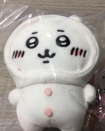 화이트 봉제 인형 후드 부착