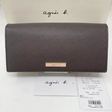 agnes b. 에네스베 장지갑 브라운 로고 플레이트 핑크 지갑