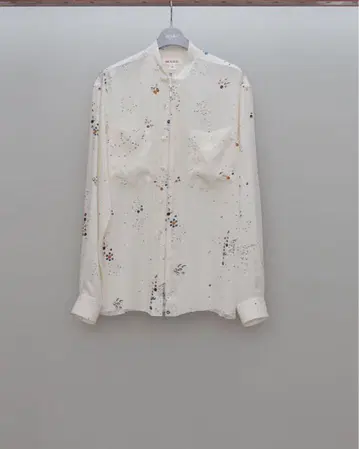 MASU ZIP-UP 갤럭시 실크 셔츠(화이트)