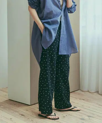 어반 리서치 도어스 린넨 레이온 도트 이지 팬츠/블랙