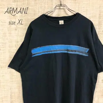 아르마니 ARMANI 프린트 로고 반팔 티셔츠 구제 의류 XL 네이비