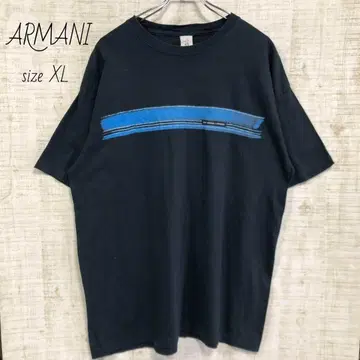아르마니 ARMANI 프린트 로고 반팔 티셔츠 구제 의류 XL 네이비