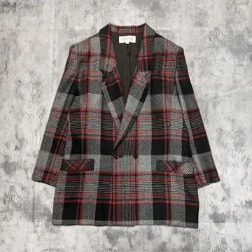 vintage 유니섹스 체크 무늬 테일러드 자켓 모드