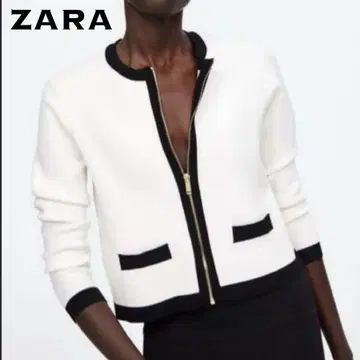 ZARA 자라 바이컬러 니트 가디건/집업 자켓 스타일