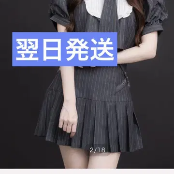 pium 사이드 벨트 플리츠 미니 스커트