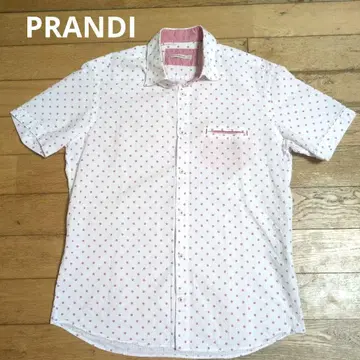 PRANDI 반팔 셔츠 화이트/핑크 도트 무늬