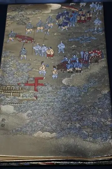 후쿠로 오비 전통 순수 실크 금박 시대 축제