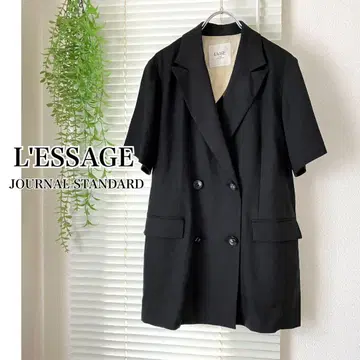 L'ESSAGE 린넨 하프 슬리브 자켓 반팔 자켓 블랙