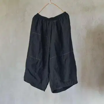 심플 린넨 캐주얼 팬츠 루즈핏 블랙